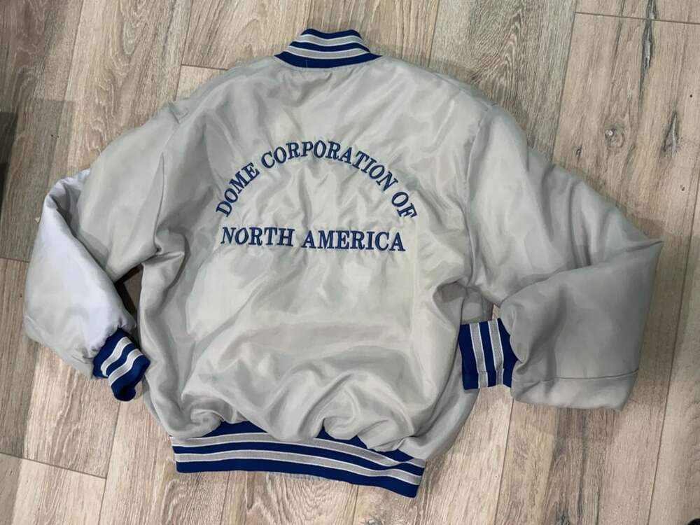 Vintage Satin Varsity Bomber Jacket Corporate Workwear Americana Large